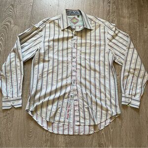 Robert Graham Striped Shirt w/ Silk Trim – Size XL